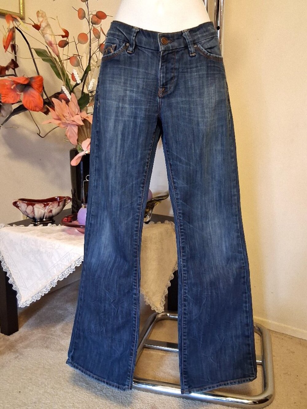 Vintage Mavi Jeans Cotton Mid Waist Boot Cut Flared Denim Chic Size 30/32